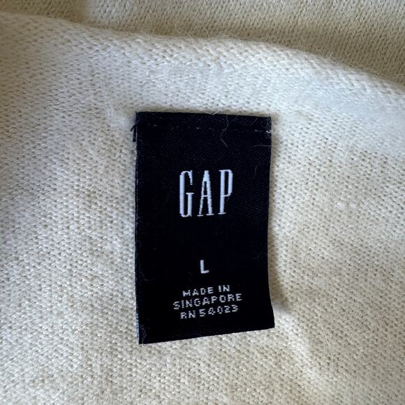 Vintage GAP Sweater Womens M Pale Yellow Open Cardigan Cotton Angora Blend Y2K - Picture 9 of 12